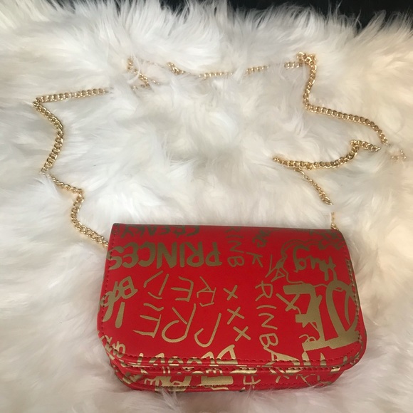 RED GOLD GRAFFITI CONVERTIBLE CROSSBODY BAG - Picture 2 of 6